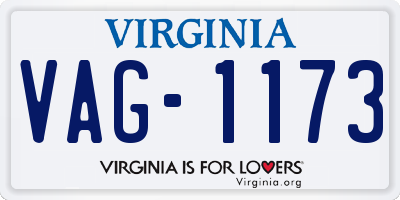 VA license plate VAG1173