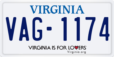 VA license plate VAG1174