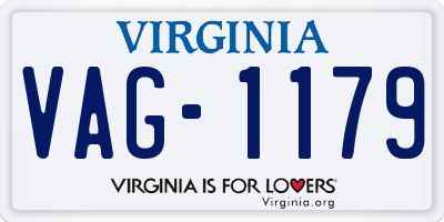 VA license plate VAG1179