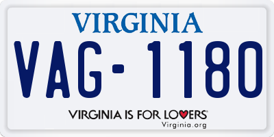 VA license plate VAG1180