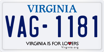 VA license plate VAG1181