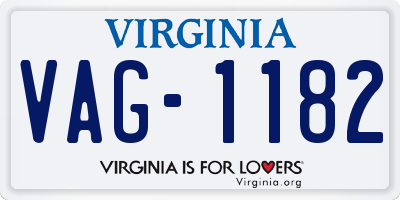 VA license plate VAG1182