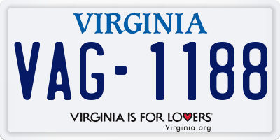 VA license plate VAG1188