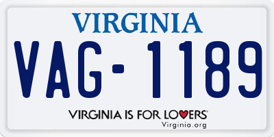 VA license plate VAG1189