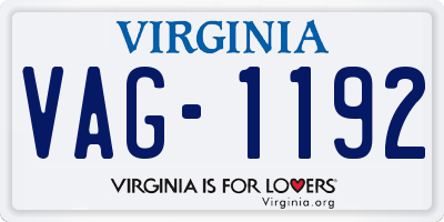 VA license plate VAG1192