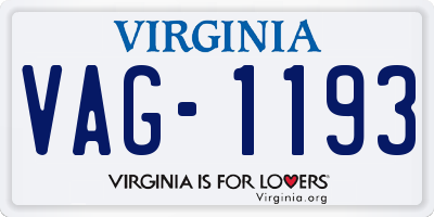 VA license plate VAG1193