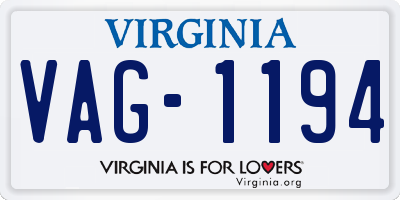 VA license plate VAG1194