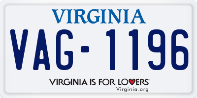 VA license plate VAG1196