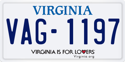 VA license plate VAG1197
