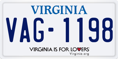 VA license plate VAG1198