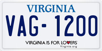 VA license plate VAG1200