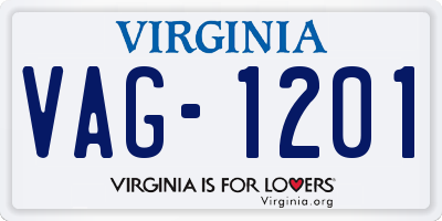 VA license plate VAG1201