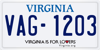 VA license plate VAG1203
