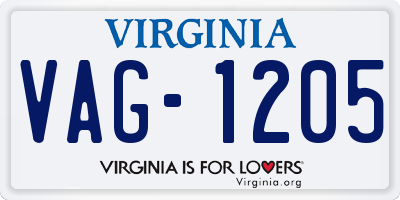 VA license plate VAG1205