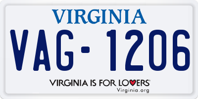 VA license plate VAG1206