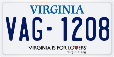VA license plate VAG1208