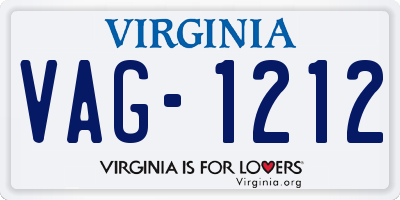 VA license plate VAG1212