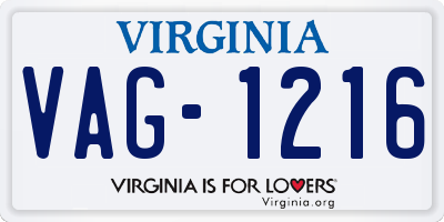 VA license plate VAG1216