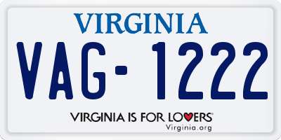 VA license plate VAG1222