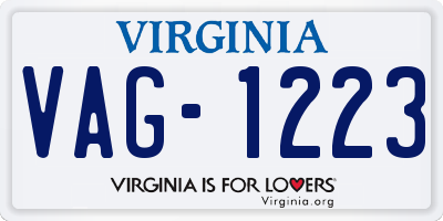 VA license plate VAG1223