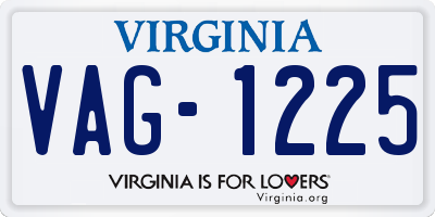 VA license plate VAG1225