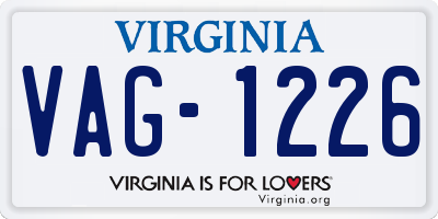 VA license plate VAG1226