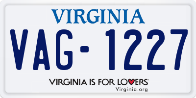 VA license plate VAG1227