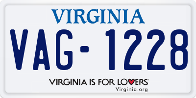VA license plate VAG1228