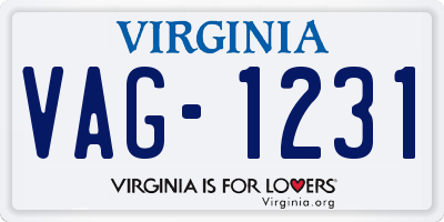 VA license plate VAG1231