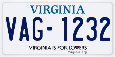VA license plate VAG1232