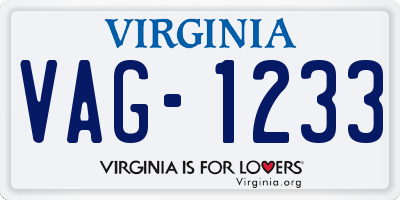 VA license plate VAG1233