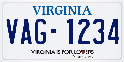 VA license plate VAG1234