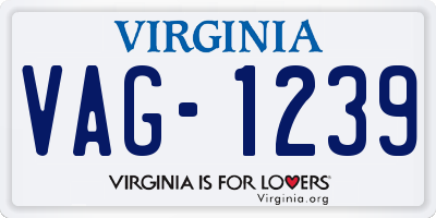 VA license plate VAG1239