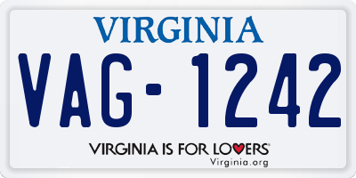 VA license plate VAG1242