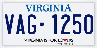 VA license plate VAG1250