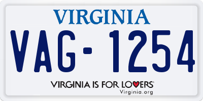VA license plate VAG1254