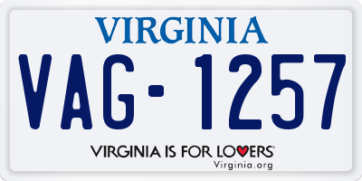 VA license plate VAG1257