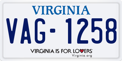 VA license plate VAG1258