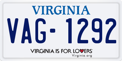 VA license plate VAG1292