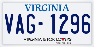 VA license plate VAG1296