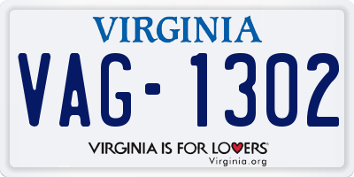 VA license plate VAG1302