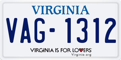 VA license plate VAG1312