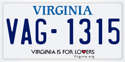 VA license plate VAG1315