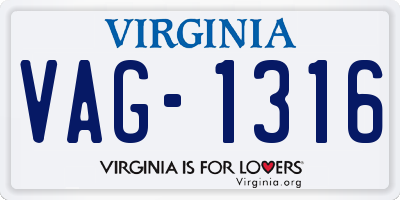 VA license plate VAG1316