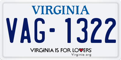 VA license plate VAG1322