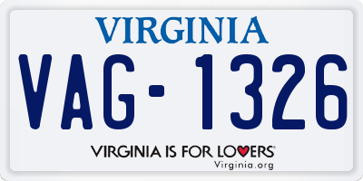 VA license plate VAG1326