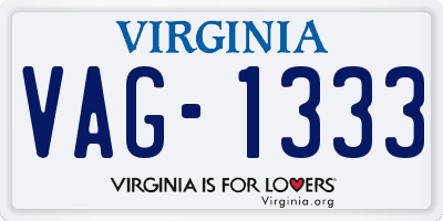 VA license plate VAG1333