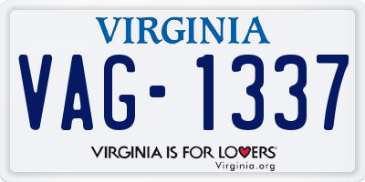 VA license plate VAG1337