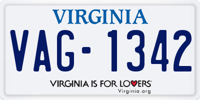 VA license plate VAG1342