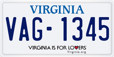 VA license plate VAG1345